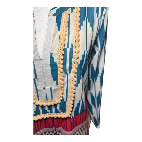 Maeve Anthropologie Ikat Rohana Aztec Popover Blouse Sz 2 Aztec Boho Relaxed Fit - Picture 6 of 10